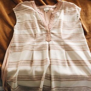 Anthropologie Rose and White Textured Top